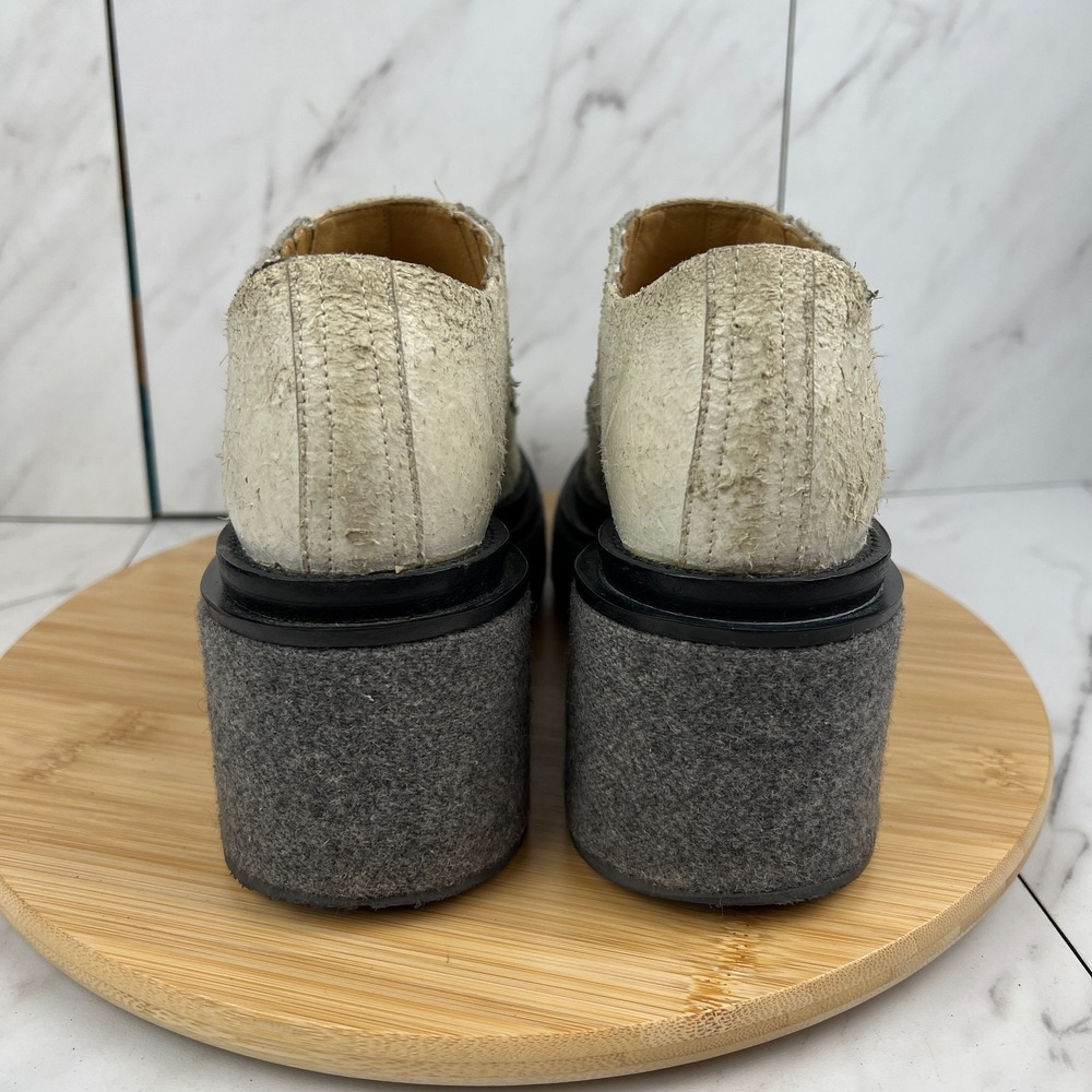MM6 Maison Margiela Womens Size 8 [EU 38] Cream Suede Platform Felt Boots Shoes - Picture 2 of 12